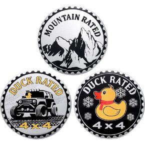 3 Pcs Duck Badge Rated Car Emblem 4 x 4 Metal Automotive Badge 3D Metal Car Badges Emblems Round Emblem Decals Car Badge Decals Stickers with Vehicles Cars Trucks SUV RV Decoration
