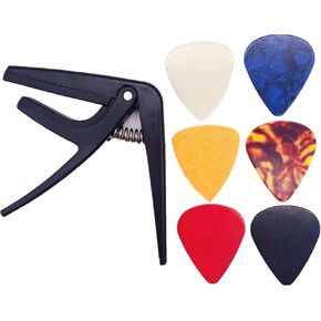 Ukulele Capo, Trigger Capo Lightweight Single-handed Use With 6 Ukelele Picks (1 Felt & 2 Plastic & 2 Celluloid & 1 Glowing Pick)