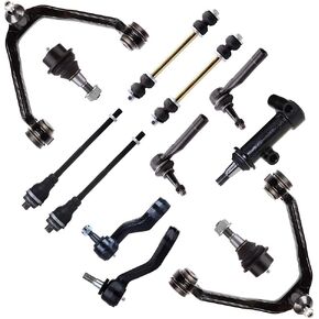 SCITOO 13pcs Front Suspension Kit All Model Front Upper Control Arm Lower Ball Joint for Silverado Sierra 1500 for Chevy for GMC Tie Rod Sway Bar 4 groove Pitman Idler Arm replacement auto parts