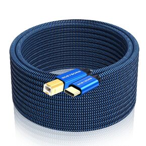 USB Printer Cable 20ft, USB 2.0 Printer Cord, High Speed Type A to Type B Printer USB Cable Compatible with HP, Canon, Dell, Epson, Xerox and More (Blue)