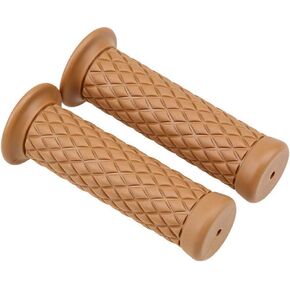 Motorcycle Grips Non Slip Rubber Bar End Thruster Grip 7/8" 22mm 24mm Motorcycle Comfort Hand Handlebar Grip Thruster Grip (Khaki)