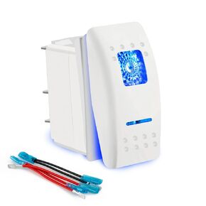 White Rocker Switch 5Pin Laser On/Off Blue LED Light 20A/12V 10A/24V Toggle Switch with Jumper Wires Set for Automotive Boat Marine Truck Jeep Off-Road Bus RV