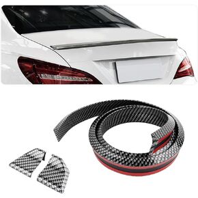 4.9Ft Spoilers for Cars - 3D Glossy Rear Spoiler Wing for Car Decorations - Universal Punch-Free Rubber Trunk Spoiler Lip Fits Car Exterior Accessories Tailgate Roof Bumper (Black)