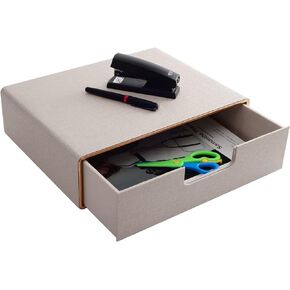 PU Leather Stackable Organizer Drawer,Executive Office Supplies Desktop Filing A4 File Cabinet/Holder for Jewelry/Bill/Paper/Documents/Makeup Home Decor Stationery Storage Box,Black