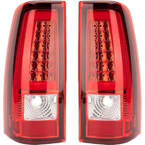 Tail Light Assembly Compatible With Chevy Silverado 1500 2500 3500 2003-2006 Driver and Passenger Side LED Smoke Black Rear Brake Lamps With Bulb Inside And Wiring Harness