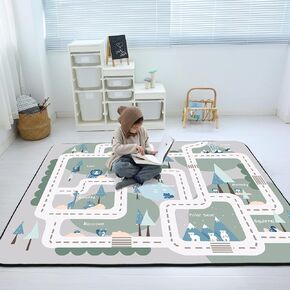 Soft Kids Educational Rug - 0.78" Thick Road Rug, ABC Alphabet & Numbers Play Mat for Toddlers, Game Area Rug, Baby Crawling Mats, Sweet Life, Beige