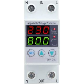 Walfront SVP?916 100-130VAC Adjustable Over and Under Voltage Protector Delay Reset Protector Overvoltage Protection Action(80A)
