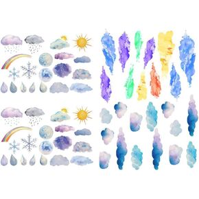 Watercolor Cloud Sun Rain Precut Waterproof Decoration Album Planner Stickers Scrapbooking Diary Sticky Paper Flakes (PK745)