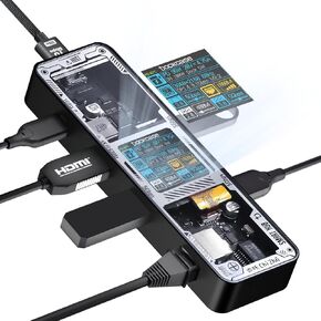 موزع DOCKCASE Explorer Edition Visual Smart USB C (6 في 1) مع منفذ HDMI 4K@60 هرتز، جيجابت إيثرنت، USB-C ومنفذي بيانات USB-A بسرعة 5 جيجابت في الثانية، توصيل طاقة PD 100 وات، لجهاز MacBook Air/Pro، XPS، و اكثر in Kuwait