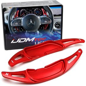 iJDMTOY Sports Red Aluminum Paddle Shifter Extensions Compatible with 2015-up Mercedes Benz A45 C63 E53 E63 S63 CLA45 GLA45 GLB35 GLC43 GLC63 GLE63 G63 AMG ONLY