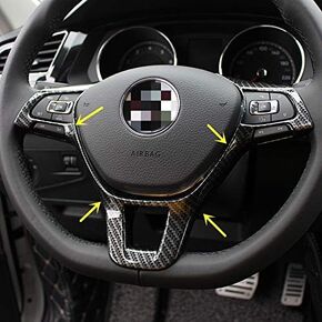 Sport Style Carbon Fiber Print Steering Wheel Cover Trim for VW Volkswagen Atlas Tiguan Golf Jetta Passat