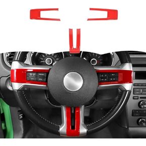 RT-TCZ Carbon Fiber Steering Wheel Decoration Interior Trim Kit Accessories Compatible with 2009-2013 Ford Mustang