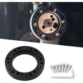 1 PC Car Steering Wheel Adapter Spacer, Aluminium Steering Wheel Hub Kit, Steering Wheel Hub Adapter Conversion Spacer, Car Steering Wheel Hub Spacer Pad, for Most Vehicles (Black)