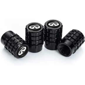 4 قطع من أغطية جذع صمام إطار عجلة السيارة المعدنية لسيارة إنفينيتي Q50 FX35 FX37 F50 QX70 QX60 EX35 ملحقات تزيين الشعار باللون الأسود in Kuwait