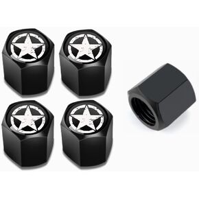 أغطية جذعية صمام إطار معدني أسود من Army Star مجموعة أغطية صمام الهواء مقاومة للغبار ومضادة للتسرب لسيارة جيب رانجلر YJ TJ JK JL Gladiator JT ملحقات السيارة in Kuwait