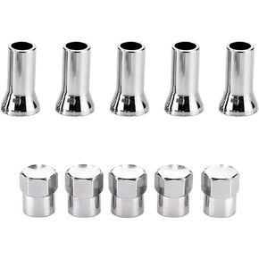 Augeny 5 Sets TR413AC10 Chrome Plated Valve Stem Cover, ABS Wheel Valve Stem Sleeve and Cap Dress Up Kit, Leak Proof Car Tire Air Valve Caps, Auto Decor Accessories for Most Vehicles