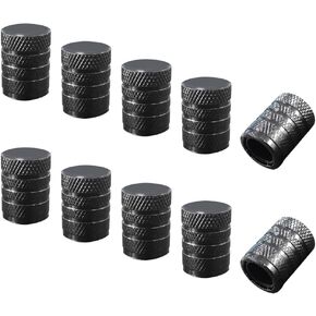 10 PCS Car Tire Valve Stem Caps, Anodized Aluminum Wheel Stem Covers, Corrosion Resistant Car Tire Air Caps, Vehicle Exterior Accessories for Car, Truck, Motorcycle, Bike (Black)
