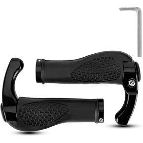 ROCKBROS Bike Grips Single Lock-on Bicycle Handle Bar Ergonomics Non-Slip Mountain Bike Handlebar Comfortable & Shock Absorption Rubber Grips for BMX, MTB, Beach Cruiser, Scooter