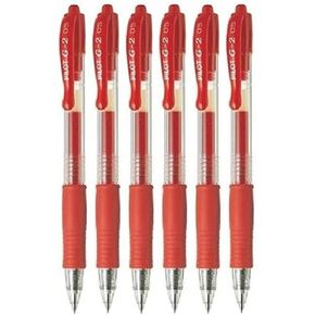 Pilot G2 Red Retractable Rollerball Pen Pens Extra Fine Gel Ink Refillable 0.5mm Nib Tip 0.3mm Line G2-5 (Pack Of 6)