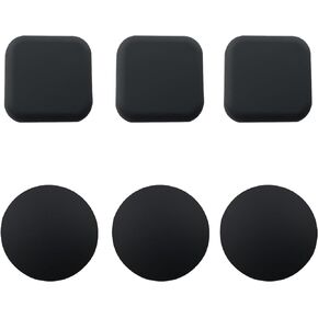 6IN1 Door Stoppers Wall Protector Black Rubber Stop Door Handle Guard Bumper Stopper Self Adhesive (3pcs Round + 3pcs Square)