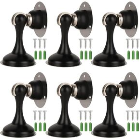 6 Pack Black Magnetic Door Stopper, Heavy Duty Magnetic Door Holder, Stainless Steel Magnetic Door Stop with Adhesive Tape, Screws for Stronger Wall & Floor Mount, Keep Your Door Open in Kuwait