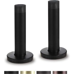 Decorative Door Stoppers - 3.5 Inch 304 Stainless Steel Heavy Duty Door Stops with Rubber Tip Bumper for Wall and Door Protection Sound Dampening 2 Pack Antique Brass