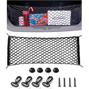 Cargo Net Stretchable, Adjustable Elastic Trunk Cargo Organizer Net Storage Organizer Net with Hooks, Universal Car Accessory for Cars, Trucks, SUVs