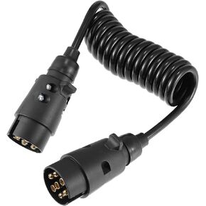 X AUTOHAUX 2M/6.56ft 7Pin Trailer Light Board Extension Cable with Trailer Wiring Plug Socket Connector 7 Cord 7 Way Round Wiring Cable Connector for RV Truck