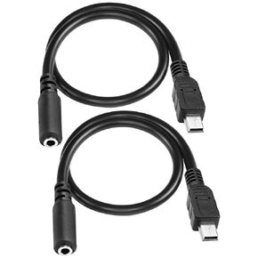 MEIRIYFA Mini USB Male to 3.5mm Audio Cable Mic Cord,5 Pin Mini USB to 3.5mm Female TRRS 4-Pole Jack Adapter Cable for Headset Active Clip Microphone -33cm (2 Pack)