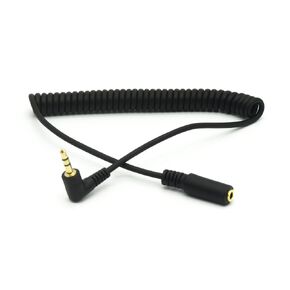 RIIPOO Coiled 3.5mm Jack Audio Cable 5 Feet 90 Degree Angle 3 Pole TRS 3.5mm Male to Female Stereo Jack Audio Extension Coiled Cable (Golden Plated)