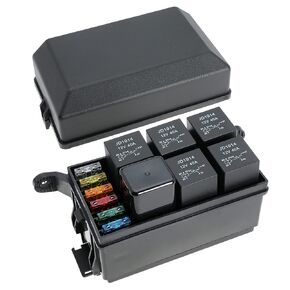 Waterproof 12V Fuse and Relay Box Kit with 6 Slots Relay Block and ATC/ATO Blade Fuse with Metallic Pins Spade Terminals Universal Fuse Block Relay Box for Car Truck Trailer Marine Boat ATV UTV