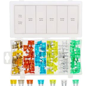 ABN 120-Piece Small Fuse Assortment – 5, 7.5, 10, 15, 20, 25, 30 AMP – Mini ATM/APM Blade Fuses for Cars, Trucks, Boats