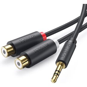 UGREEN 3.5mm Male to 2 RCA Female Jack Stereo Audio Cable Y Adapter Gold Plated Red and White to Headphone Cord Compatible with iPhone iPod iPad MP3 TV DVD Player DJ Controller Mixer Speaker, 0.8 Feet