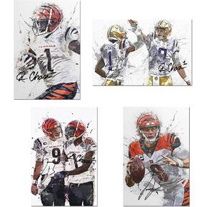 Joe Burrow, Ja'Marr Chase Poster - 8x12 Inch Canvas Prints (Unframed, 4 Piece Set) in Kuwait