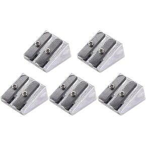 5PCS Office Double Hole Pencil Sharpener School Office Supplies Two Hole Silver Metal Pens Cutter Tool