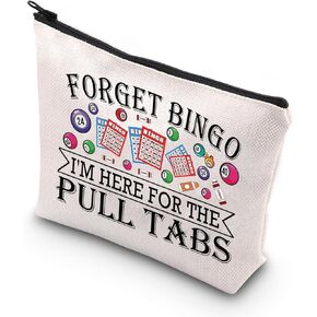 حقيبة مكياج BDPWSS Bingo Forget Bingo I'm Here for the Pull Tabs Bingo Game هدية لمحبي القمار حقيبة بسحاب تحت عنوان Bingo (Forget Bingo)
