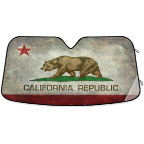 Blueangle California Flag Windshield Sun Shade - Blocks UV Rays Sun Visor Protector, Easy To Use, Fits Windshields of Various Sizes