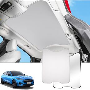 for Ford Mustang 2021 2022 2023 Mach E Sunshade, Mach-E Accessories,Foldable Glass Roof Sunshade with Sunroof Reflective Covers,Blocks 99% UV Rays and Keep Cool(Black)
