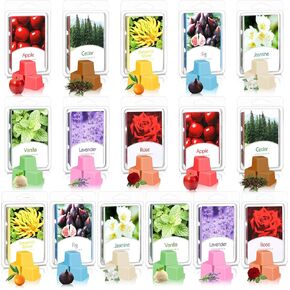 16 Packs Wax Melts Strong Scented Wax Melts Soy Scented Wax Cubes Scented Wax Melts Gift Set Floral of Rose Lavender Jasmine Vanilla Apple Fig Cedar Bergamot for Mothers Day Gifts