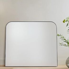 34x40'' Large Matte Black Arched Mantel Mirror Rounded Corner Wall Mirror for Bathroom, Living Room or Powder Room
