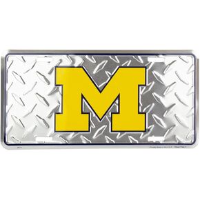Hangtime University of Michigan - Michigan Wolverines 6x12 Diamond Background License Plate
