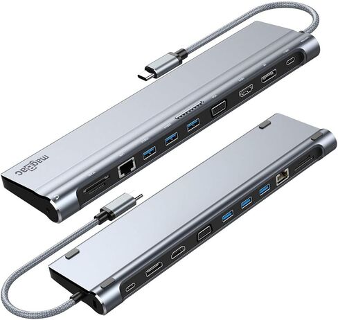 Laptop Docking Station Dual Monitor USB C Dock with 3 USB 3.0 Ports,4K HDMI, DisplayPort, VGA, Gigabit Ethernet,SD/TF Slots, 3.5mm Audio/Mic,100W PD Port, Lock Hole for Full-Featured USB C Laptops. in Kuwait