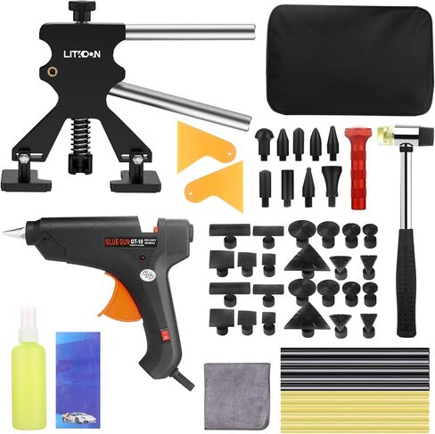 Car Dent Puller 66Pcs Dent Puller Kit for Paintless Dent Repair, Dent Removal Kit with Adjustable Lifter Puller, Glue Gun, T-bar Puller, Bridge Puller for Large & Small Car Dent Removal in Saudi Arabia