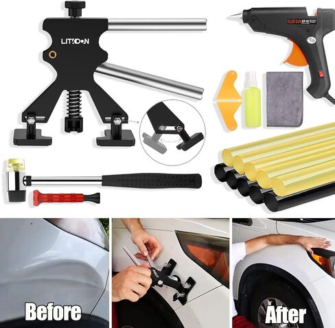 Car Dent Puller 66Pcs Dent Puller Kit for Paintless Dent Repair, Dent Removal Kit with Adjustable Lifter Puller, Glue Gun, T-bar Puller, Bridge Puller for Large & Small Car Dent Removal in Saudi Arabia