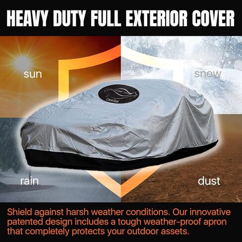 غطاء سيارة خارجي عالي التحمل مع ختم مريلة مطابق للأرض حاصل على براءة اختراع - مقاوم للرياح والغبار وحماية المياه للسيارات - حجم كامل 230 طول × 75 عرض × 73 ارتفاع بوصة كحد أقصى in Kuwait