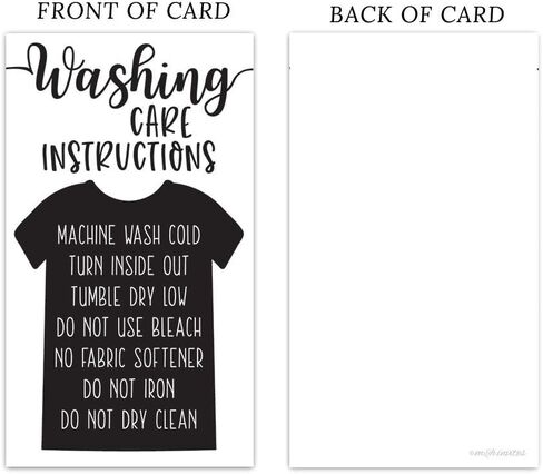 50 بطاقة تعليمات غسل القمصان - رسم القميص الأسود - إدراج تعليمات العناية لتغليف الأعمال الصغيرة - بطاقات توجيهات العميل - إدراج حزمة متجر صغير عبر الإنترنت in Kuwait