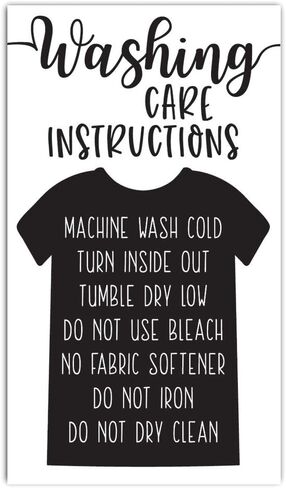 50 بطاقة تعليمات غسل القمصان - رسم القميص الأسود - إدراج تعليمات العناية لتغليف الأعمال الصغيرة - بطاقات توجيهات العميل - إدراج حزمة متجر صغير عبر الإنترنت in Kuwait
