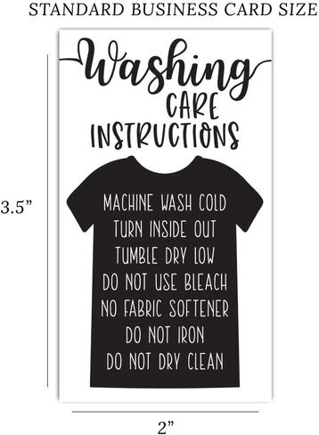 50 بطاقة تعليمات غسل القمصان - رسم القميص الأسود - إدراج تعليمات العناية لتغليف الأعمال الصغيرة - بطاقات توجيهات العميل - إدراج حزمة متجر صغير عبر الإنترنت in Kuwait