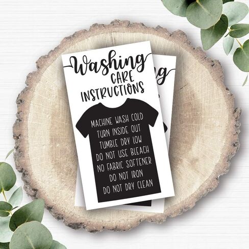 50 بطاقة تعليمات غسل القمصان - رسم القميص الأسود - إدراج تعليمات العناية لتغليف الأعمال الصغيرة - بطاقات توجيهات العميل - إدراج حزمة متجر صغير عبر الإنترنت in Kuwait