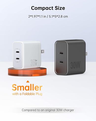 شاحن حائط جان 120 وات، شاحن محمول 3 منافذ، شاحن USB C صغير الحجم، محول كمبيوتر محمول سريع لأجهزة MacBook Pro/Dell/iPhone 15 Pro مع كابلين in Kuwait